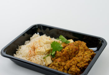 Organic lentil Dahl with tofu and  steamed rice (Vegan)