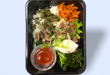 Bibimbap Korean style beef bowl with Steamed vegetables