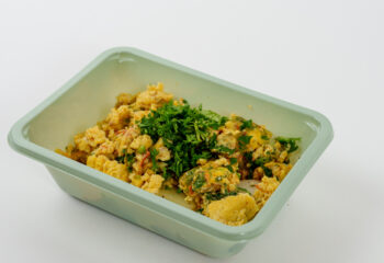 Breakfast Power Bowl, 3 Egg Scramble, Goat Cheese, Sun-dried tomato