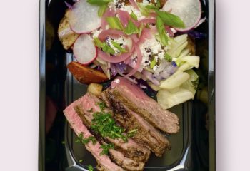 Balsamic Marinated  Flank Steak Yam and new Potato Salad