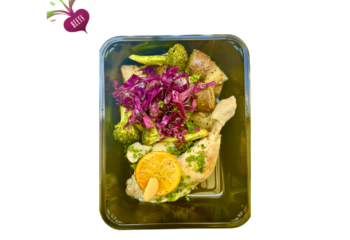 Chicken confit mustard vinaigrette roasted potato