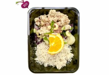 Minced Sesame Chicken Orange Cashew Sauce Steamed Rice