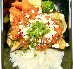 Roasted Eggplant and Goat Cheese with Rice